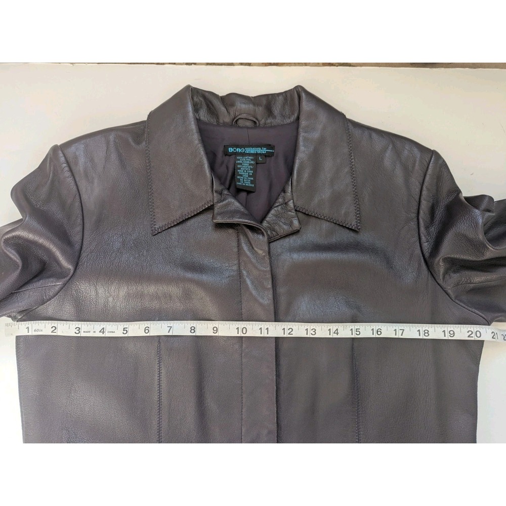 BCBG Exclusively Nordstrom 100% Leather Jacket Womens L One Button Blaze Purple - Picture 7 of 9